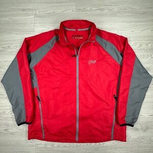 Sunice Mens Jacket Sport X20 Windbreaker Red Gray XXL Grand Geneva Golf Zip Up